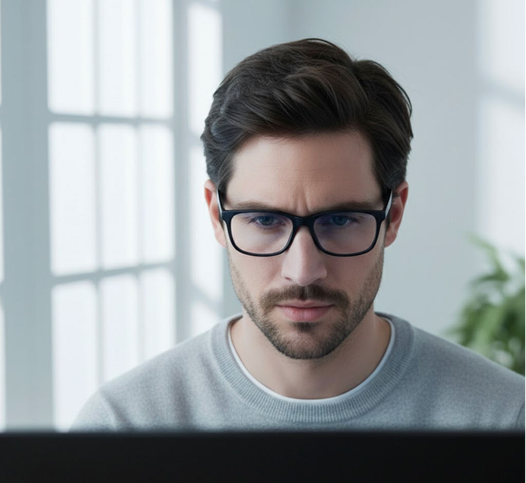 Tangly's thick frame blue light glasses