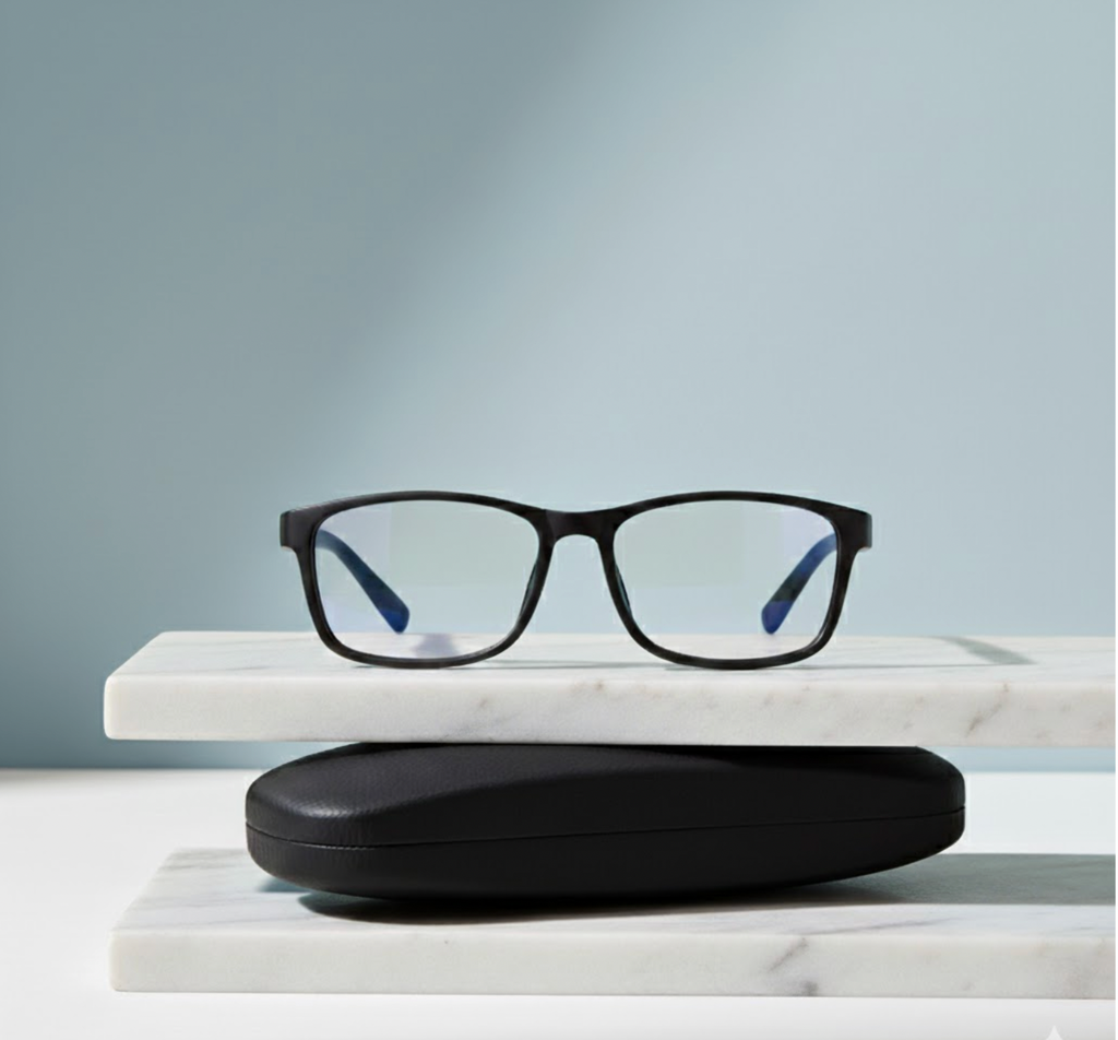 Tangly's thick frame blue light glasses