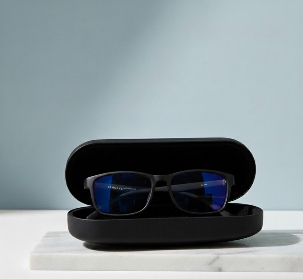 Tangly's thick frame blue light glasses